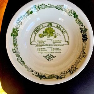 VTG Large CHEF’S SALAD AND FRENCH DRESSING Recipe Bowl
